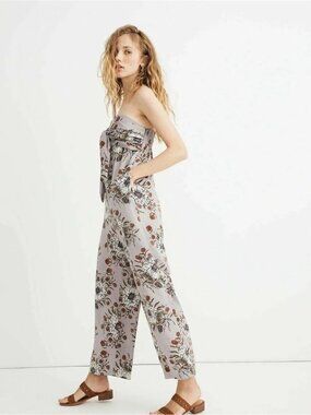 NWT Madewell Strapless Tie-front Jumpsuit in Painted Blooms Size 0